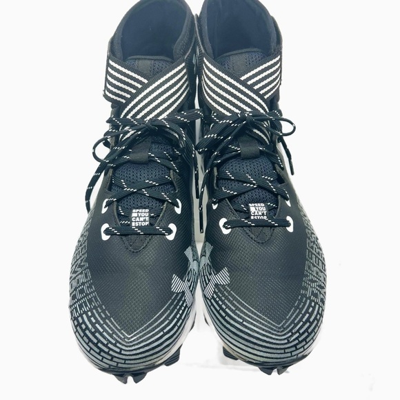 Under Armour Black White UAF Hightop Cleats Mens size 13 - Picture 5 of 9